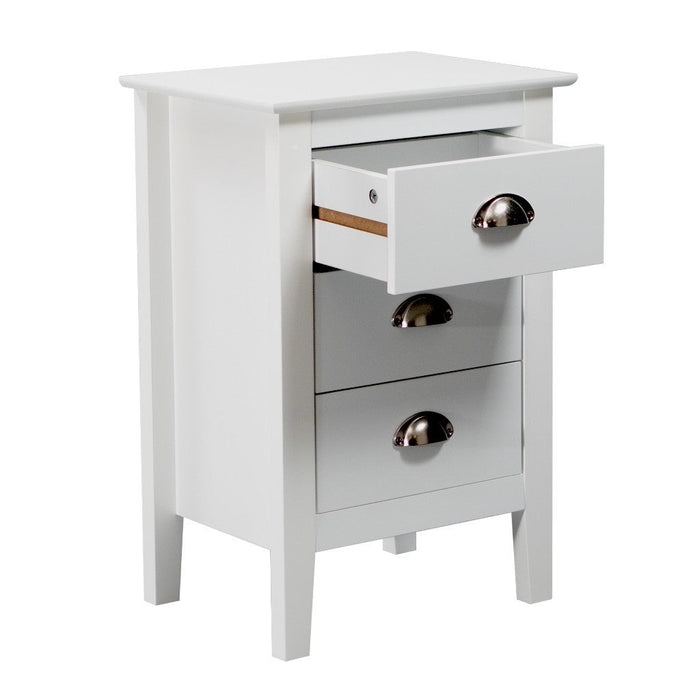 Ningbo 3 Drawer Bedside, White
