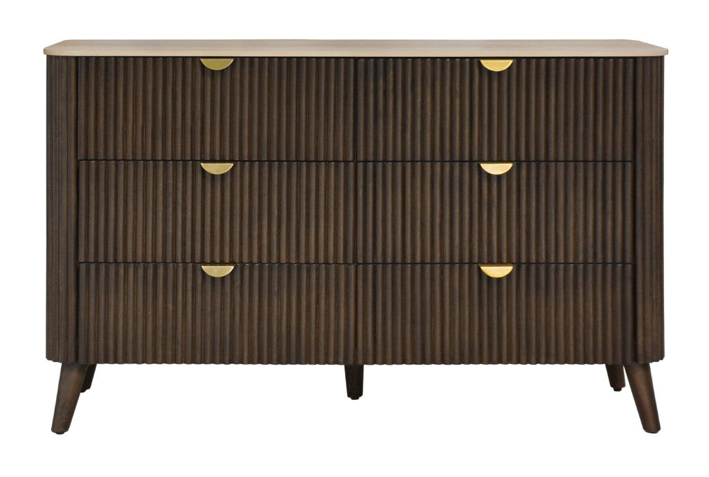 Cots 1.32m 6 Drawer Dresser - Walnut