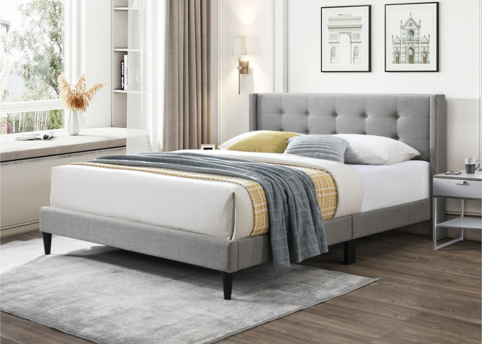 Delia Light Grey Fabric Bed Frame