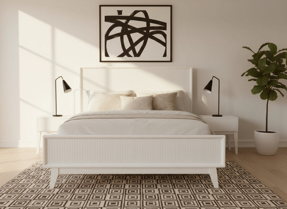 Elora Wooden White King bed