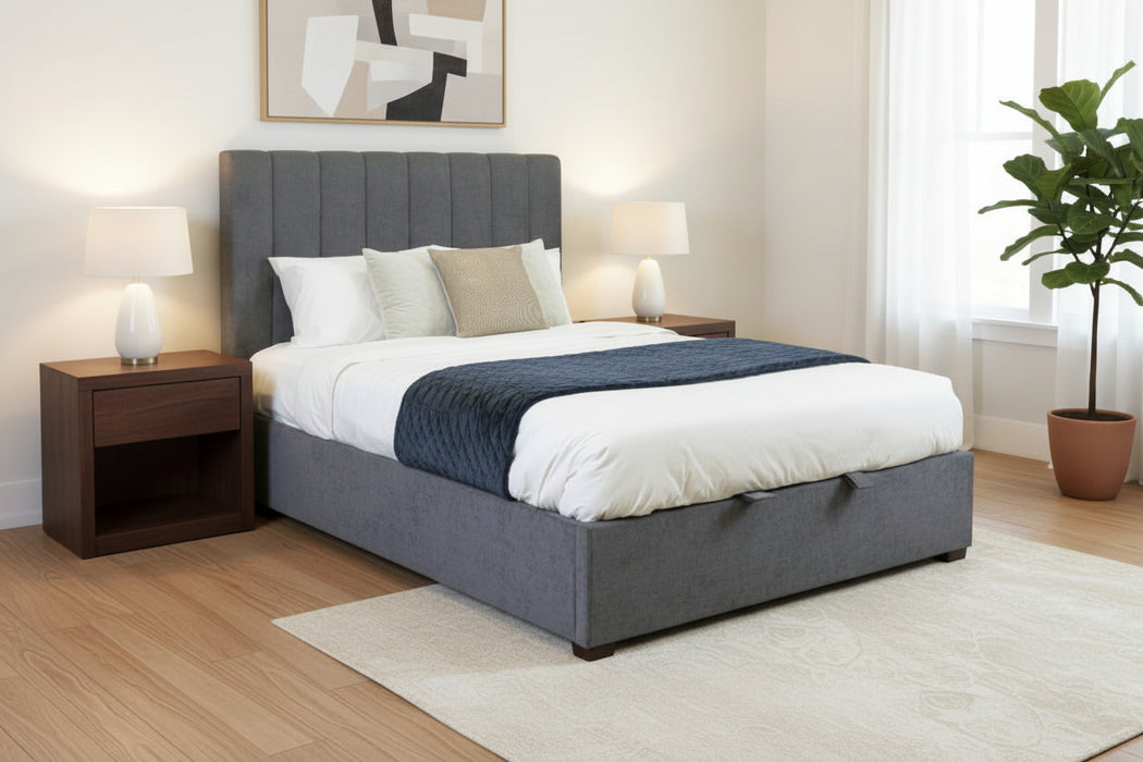 Homer King Gas Lift Storage Bed Frame Grey