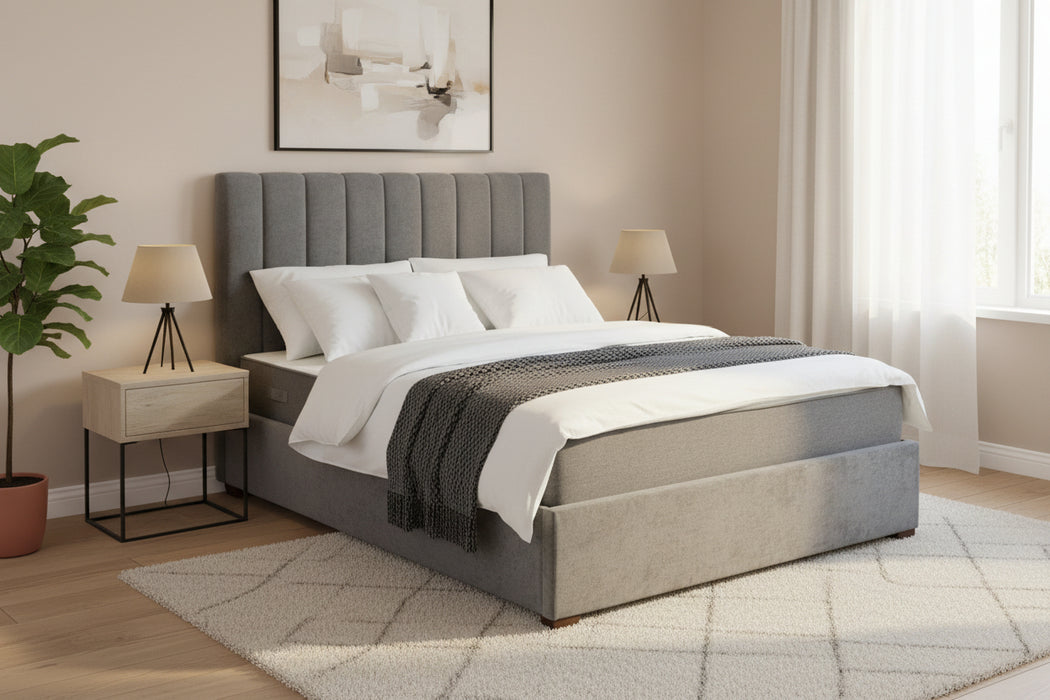 Homer Queen Gas Lift Storage Bed Frame Grey