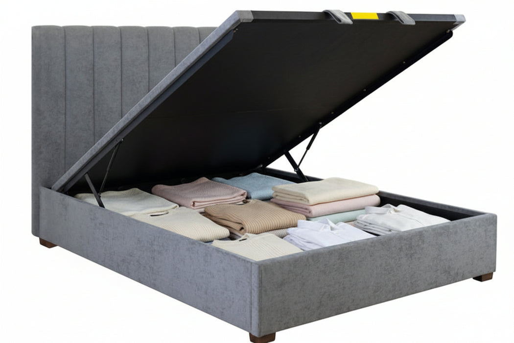 Homer King Gas Lift Storage Bed Frame Grey