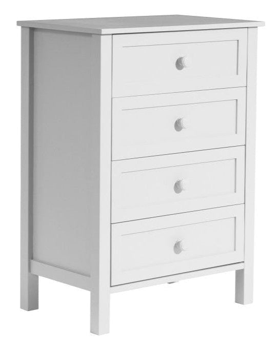 Jesse 4 Drawer Tallboy White 71cm