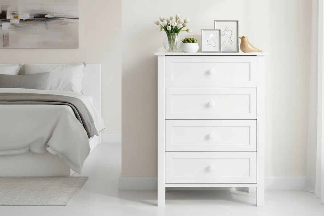 Jesse 4 Drawer Tallboy White 71cm