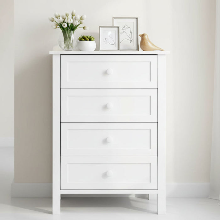 Jesse 4 Drawer Tallboy White