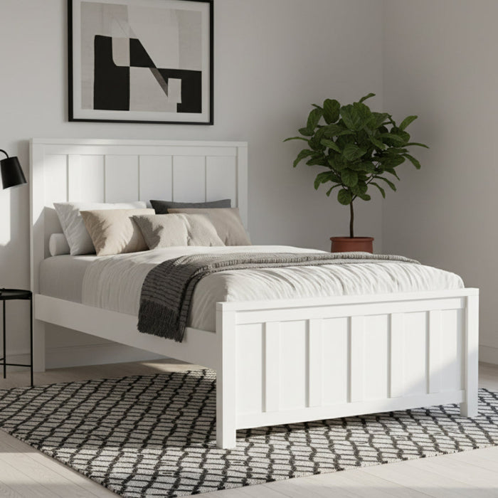 Jersey Wooden Double Bed White