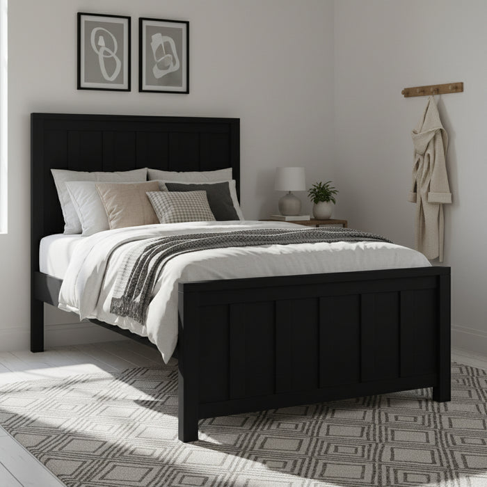Jersey Black Wooden Single Bed Frame