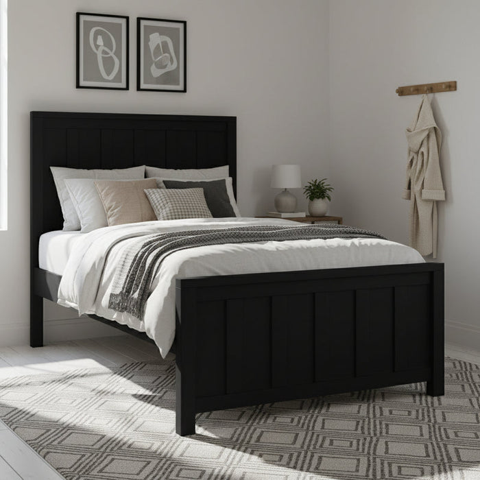 Jersey Timber king Single Bed Black