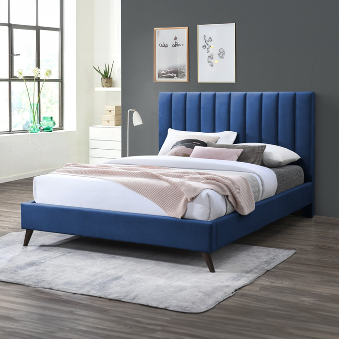 Navy Emilia Velvet Bed