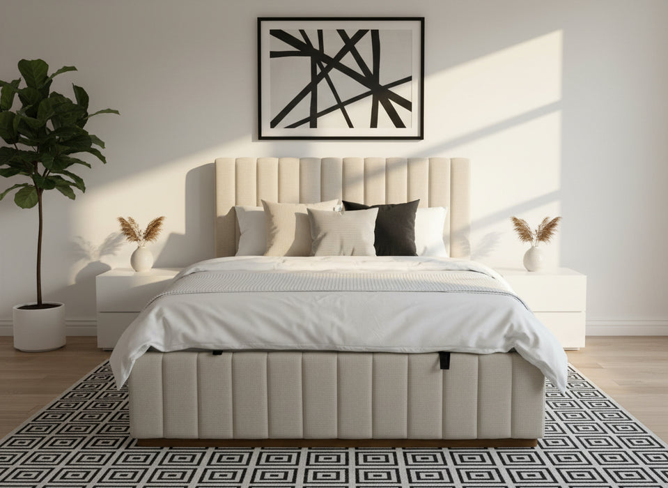 Liberty Queen Bed with Storage - Beige