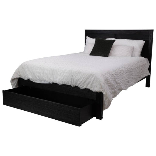 Messuna Timber Bed Frame With Storage Drawers, Black
