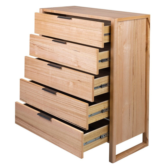Perisher 90cm 5 Drawer Tallboy - Messmate Wood