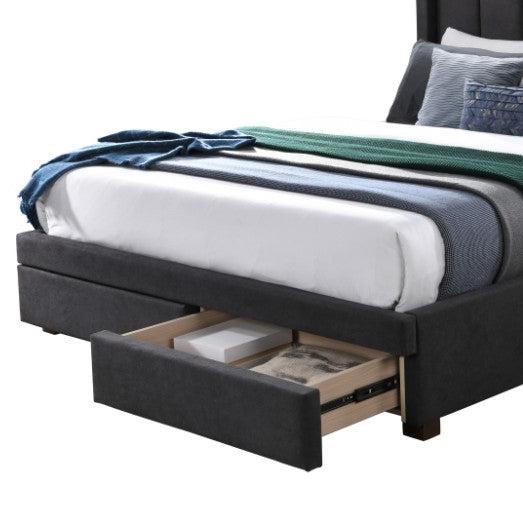 Charcoal Paris Upholstered Platform Bed with Storage Drawers