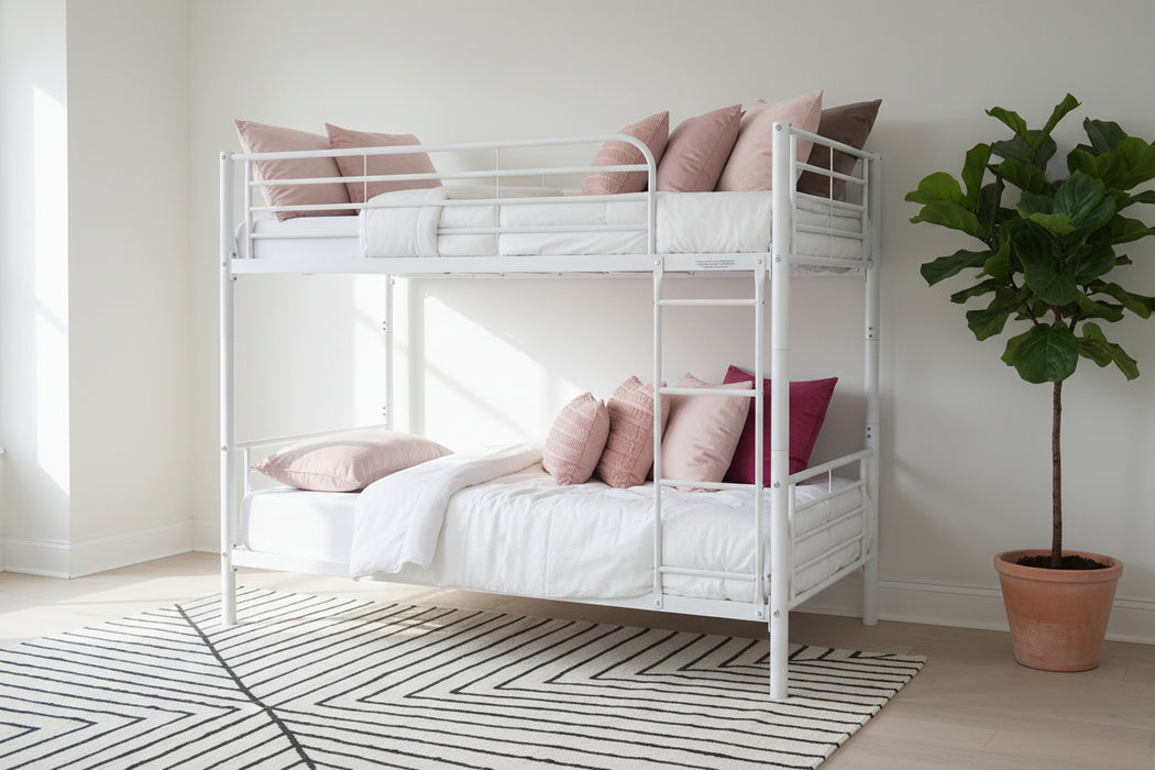 Tara Iron Single Bunk Bed White