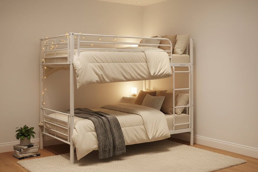 Tivron Metal Single Bunk Bed, White