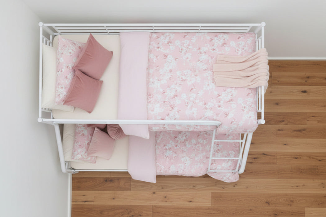 Tivron Bunk Bed Frame with Double Size Underneath, White