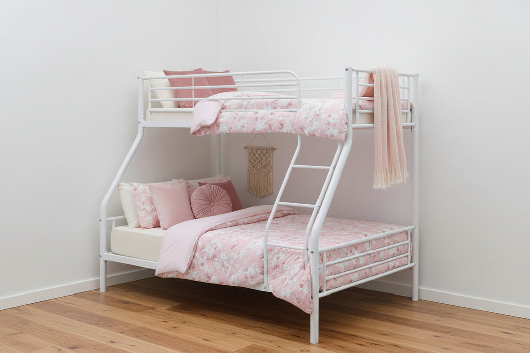Tivron Bunk Bed Frame with Double Size Underneath, White