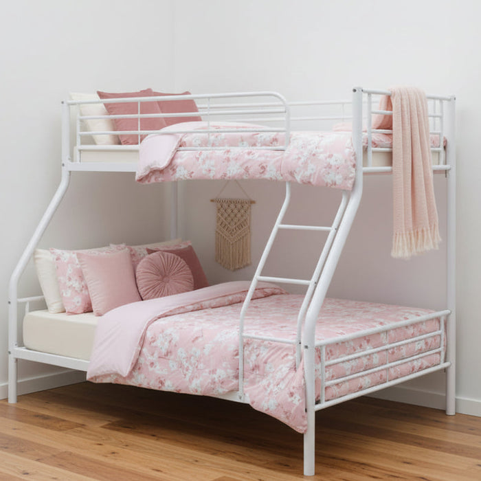 Timo Heavy Duty Single Over Double Bunk Bed - White