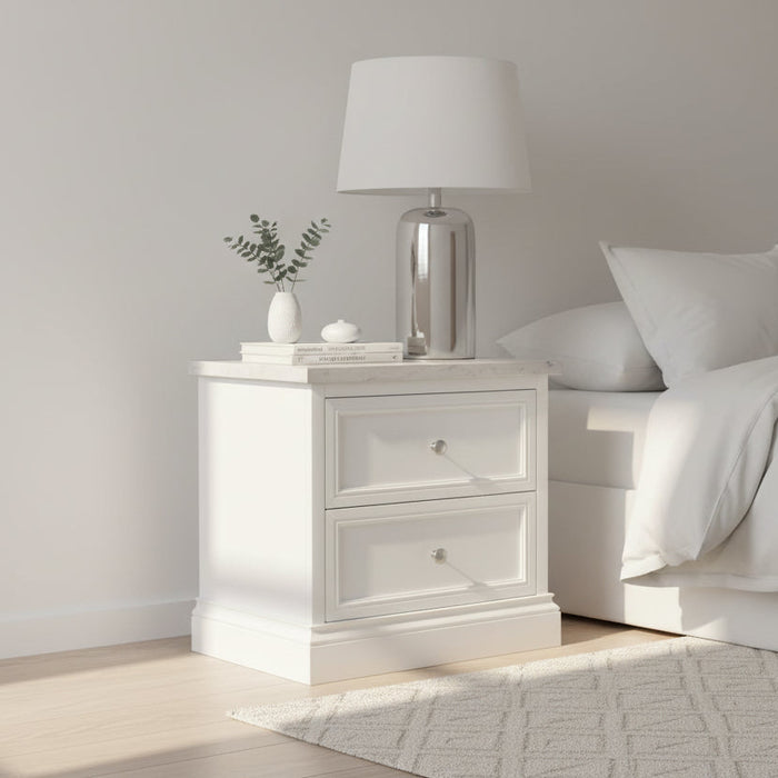 Texas 2 Drawer Bedside with Marble Top
