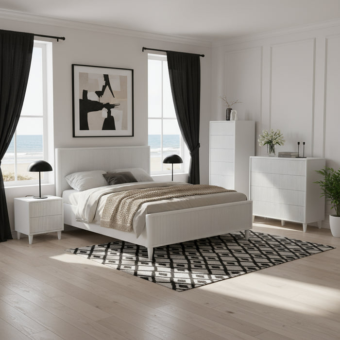 Elora Wooden White King bed