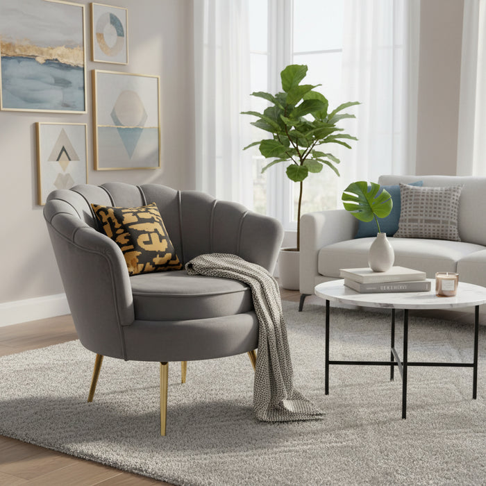 Everly Armchair in Velvet Grey