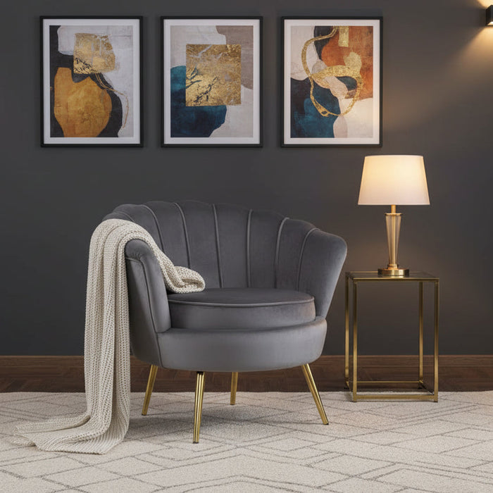 Everly Armchair in Velvet Grey