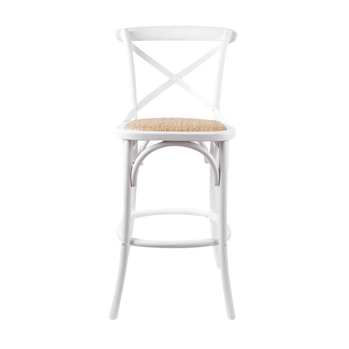 Cross Back Barstool - White