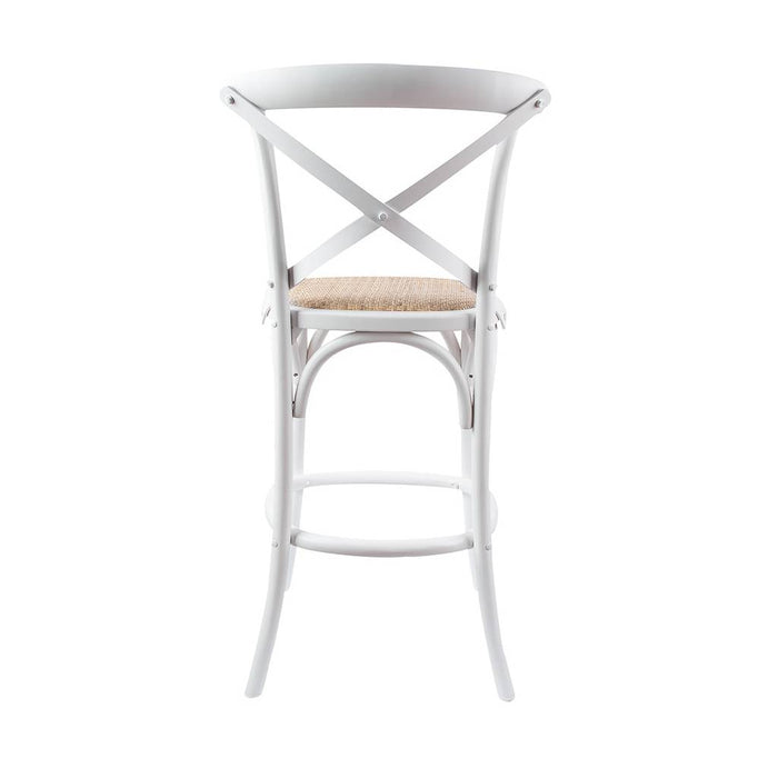 Cross Back Barstool - White