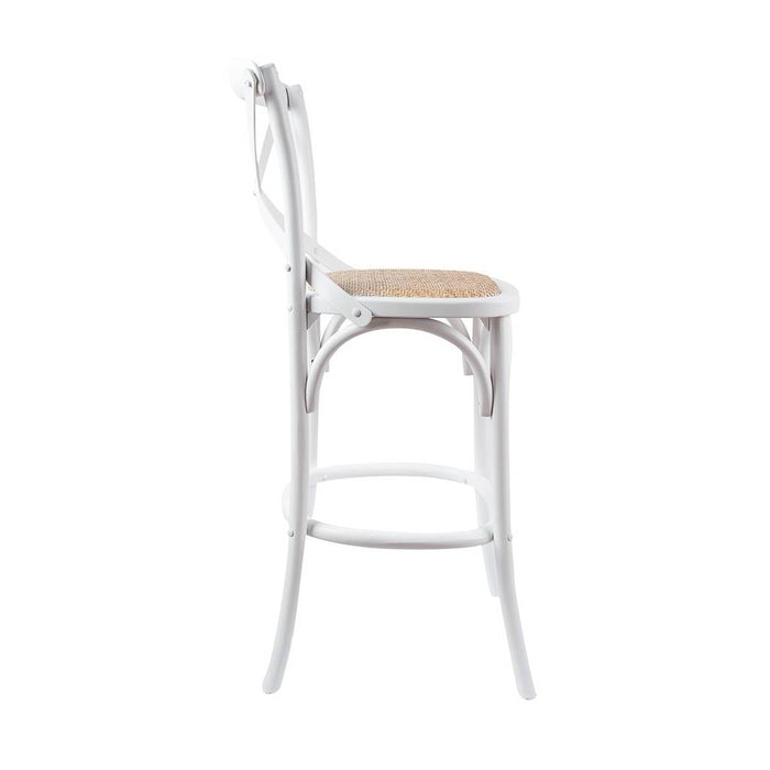 Cross Back Barstool - White