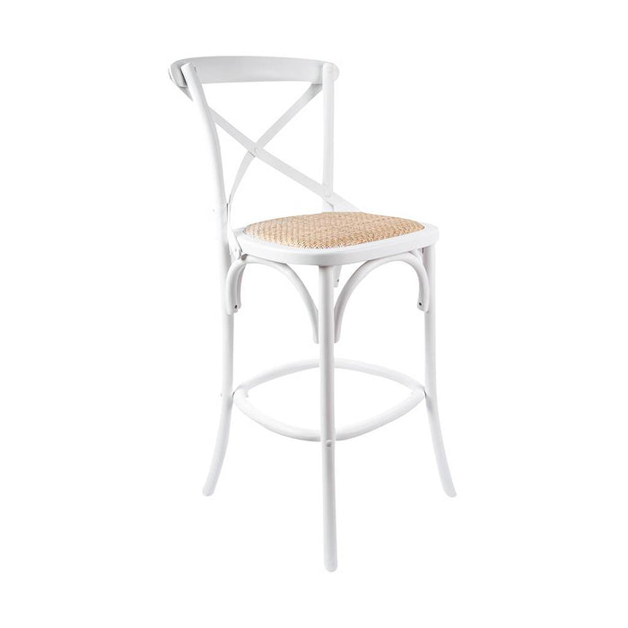 Cross Back Barstool - White