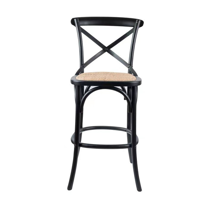 Cross Back Coastal Hampton Black Kitchen Stool - Sydney Cafe Stools