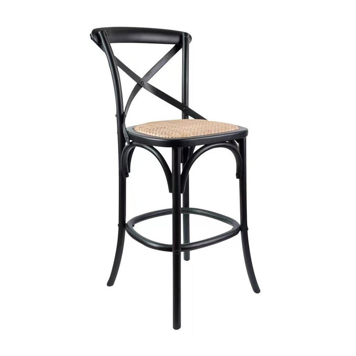 Cross Back Coastal Hampton Black Kitchen Stool - Sydney Cafe Stools