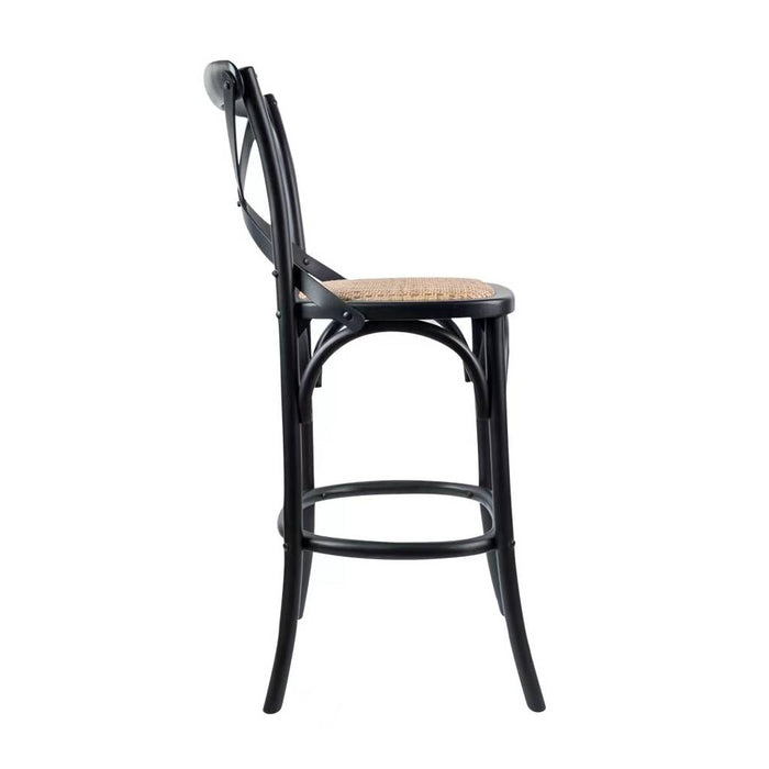 Cross Back Coastal Hampton Black Kitchen Stool - Sydney Cafe Stools