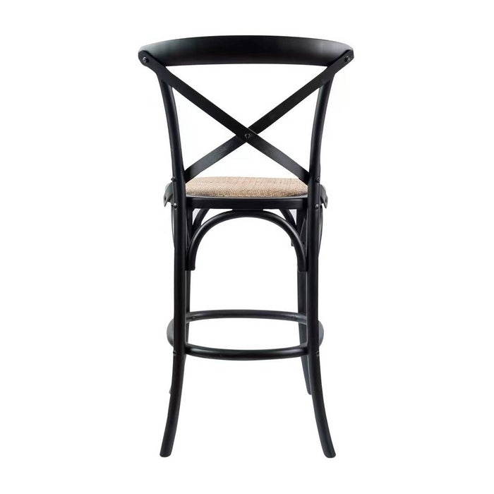 Cross Back Coastal Hampton Black Kitchen Stool - Sydney Cafe Stools