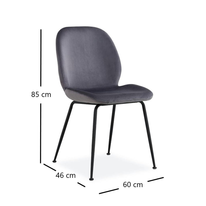 Verma Velvet Fabric Dining Chair, Grey with Chrome Legs