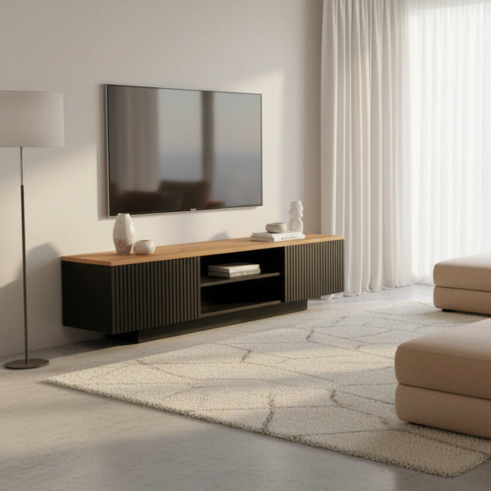 Joyce Modern Solid Timber Entertainment Unit 210cm - Australia Made