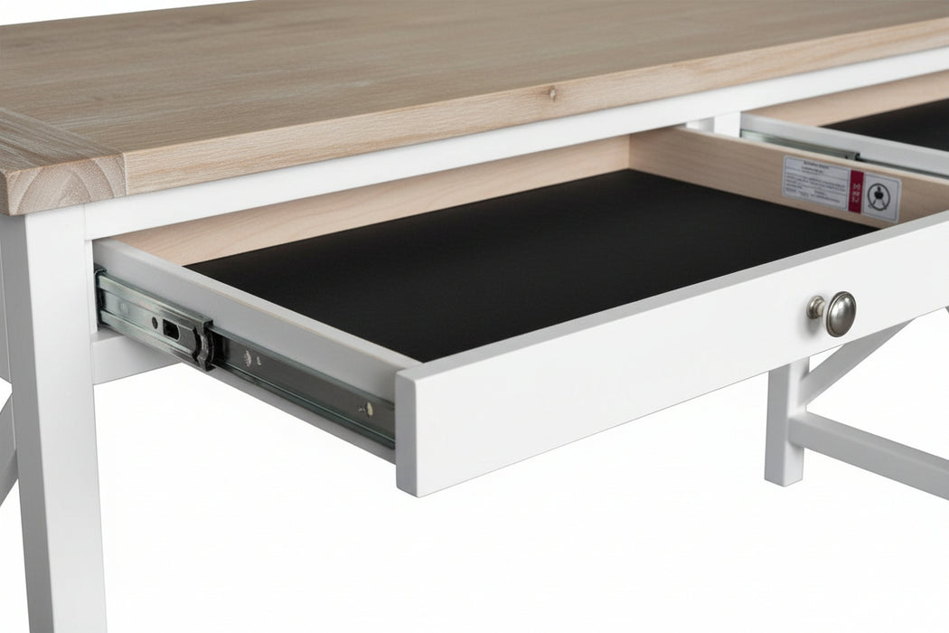 Hamptons 2 Drawer Acacia Wood Desk 140cm