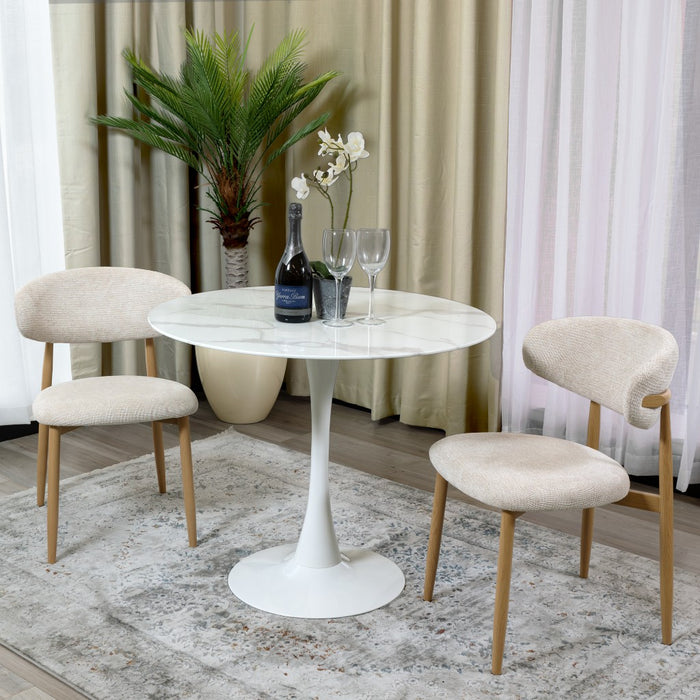 Espana Tulip Round Dining Table, White