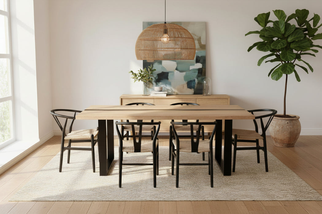 Dover 7 Piece  Dining Table & Hans Wegner Replica Chair Set