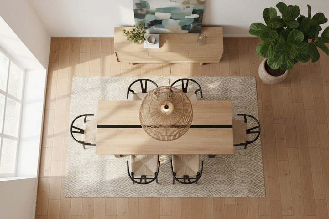 Dover 7 Piece  Dining Table & Hans Wegner Replica Chair Set