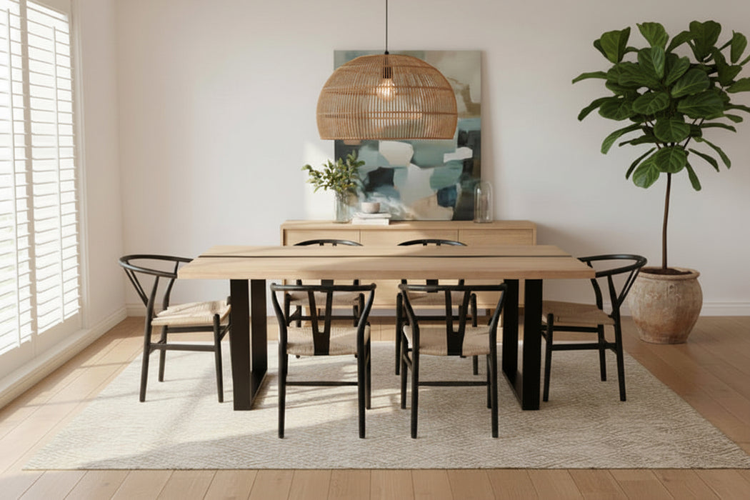 Dover 7 Piece  Dining Table & Hans Wegner Replica Chair Set