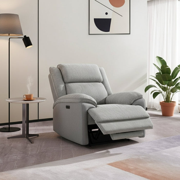 Angiva Fabric Single Powered Recliner - Oyster