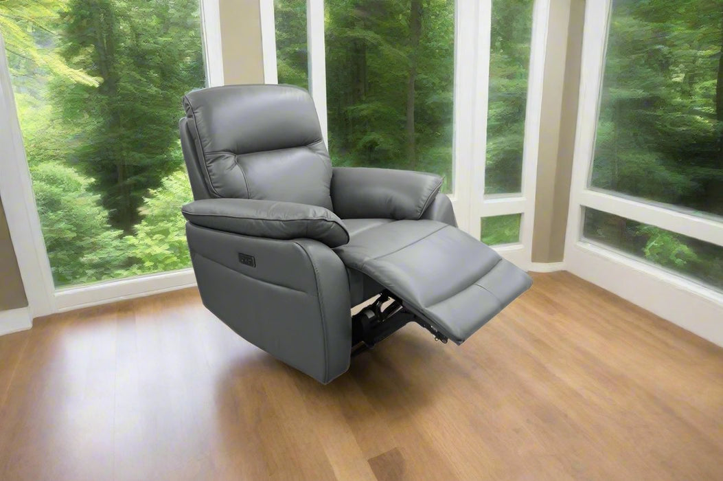 Graphite Full Leather Recliner Armchair