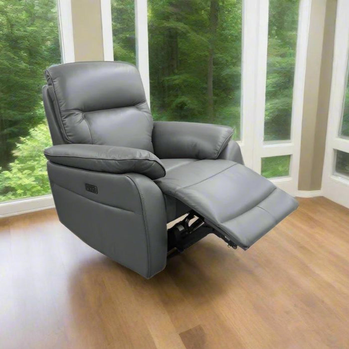 Graphite Full Leather Recliner Armchair