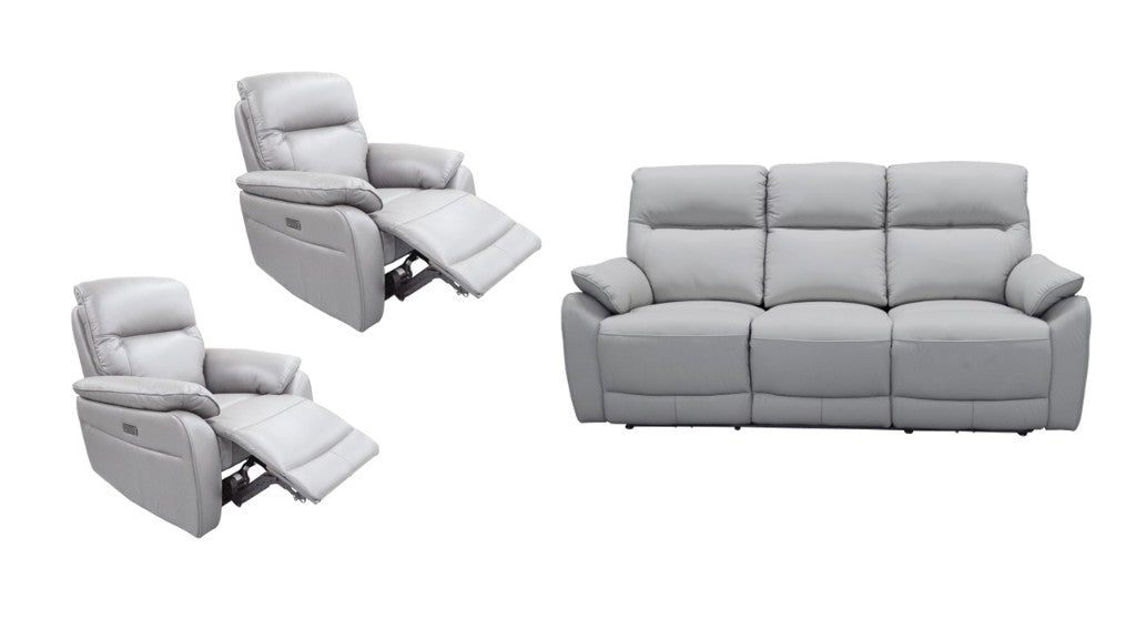 Rozela 3 + 1 + 1 Leather Electric Recliner Lounge Suite