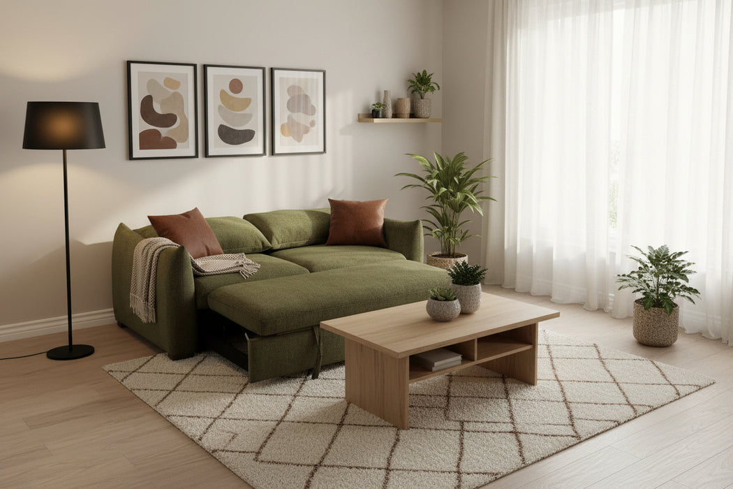 Bondi 3 Seater Pull out Sofa Bed Green