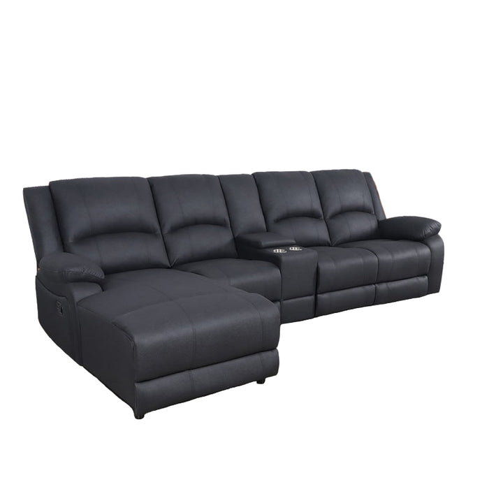 Cooks 4 Seater Manual Recliner Chaise - Black