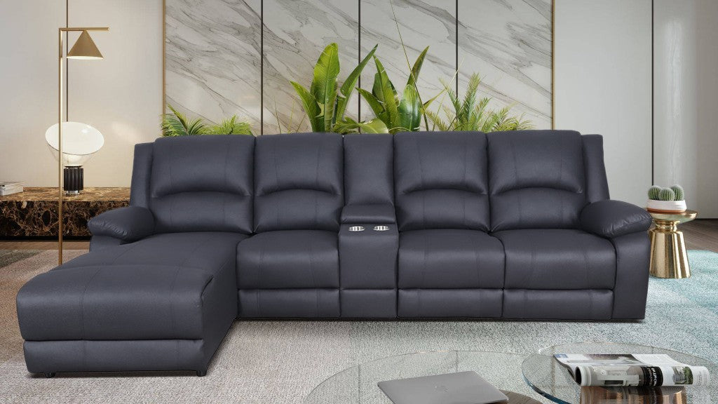 Cooks 4 Seater Manual Recliner Chaise - Black