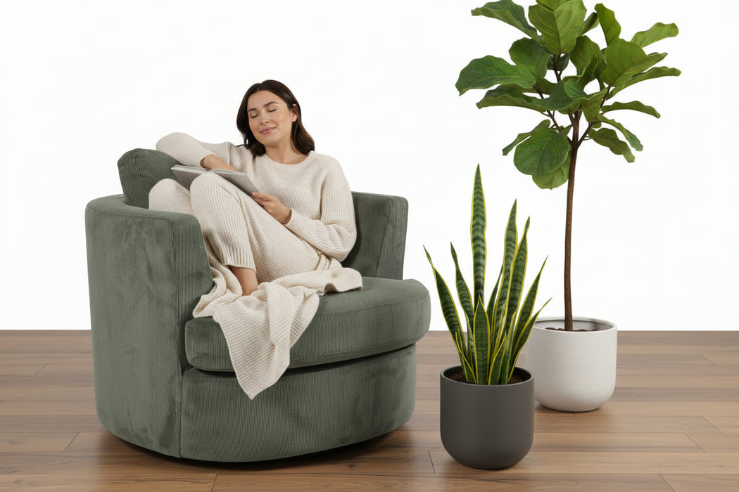 Carlo Swivel Chair in Fabric Olive Green